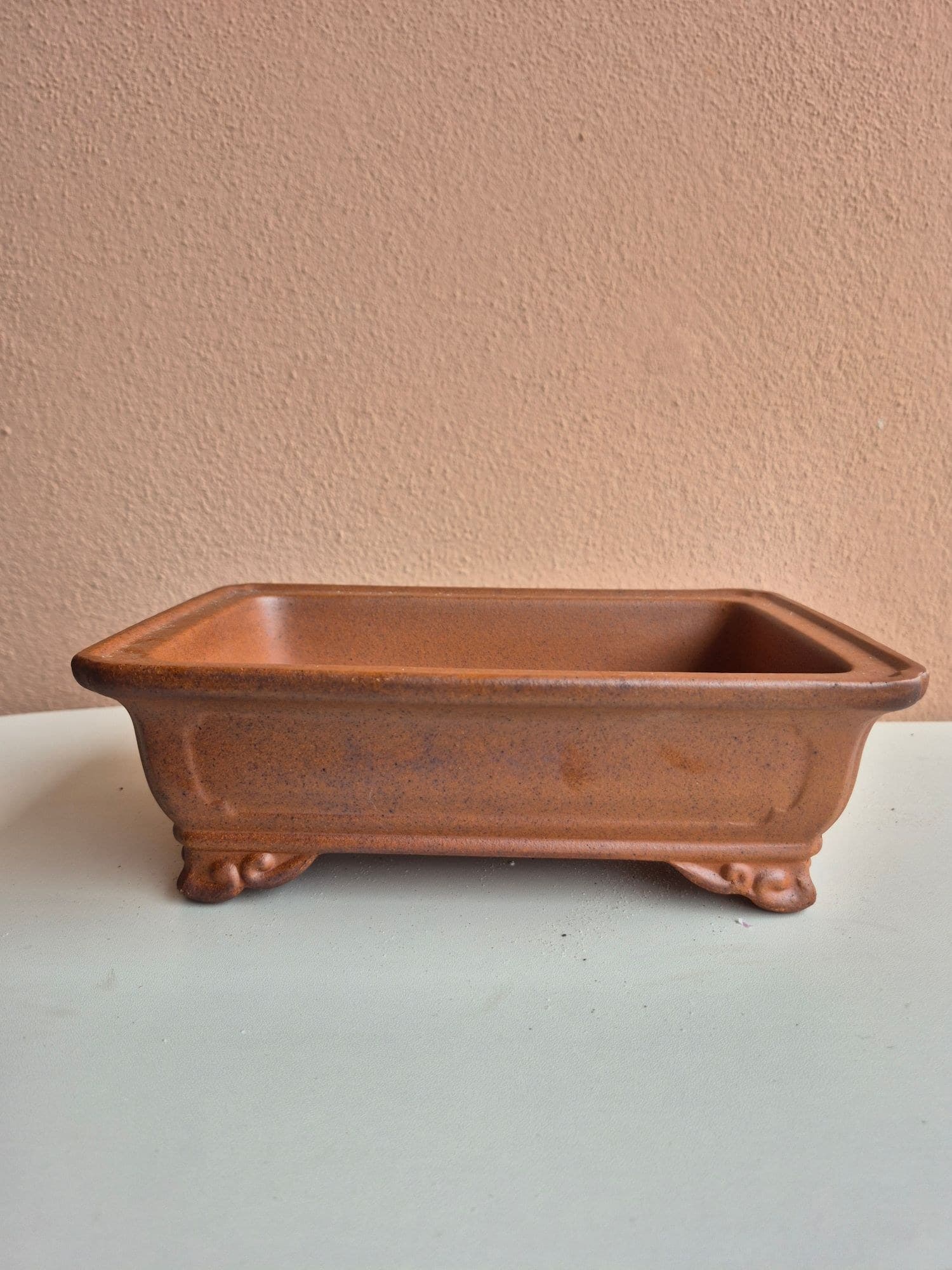 Speckled Rust-Brown Ceramic Bonsai Pot 24.3 x 16.8 x 8 cm